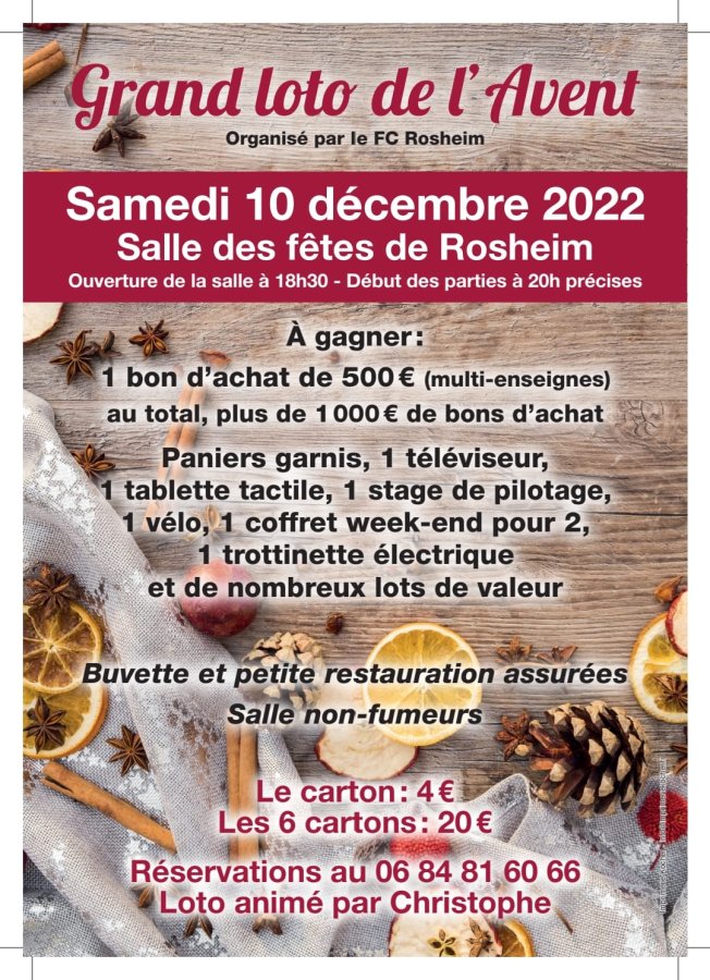 Grand loto de l’Avent - Samedi 05.12.2026 à 20h
